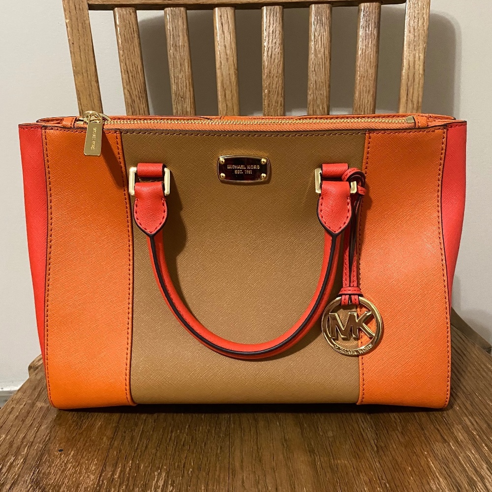 Michael Kors Orange and Brown Tote